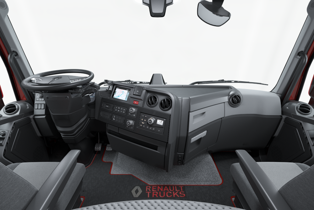 Kabina kierowcy (deska rozdzielcza i kierownica) w Renault T-High