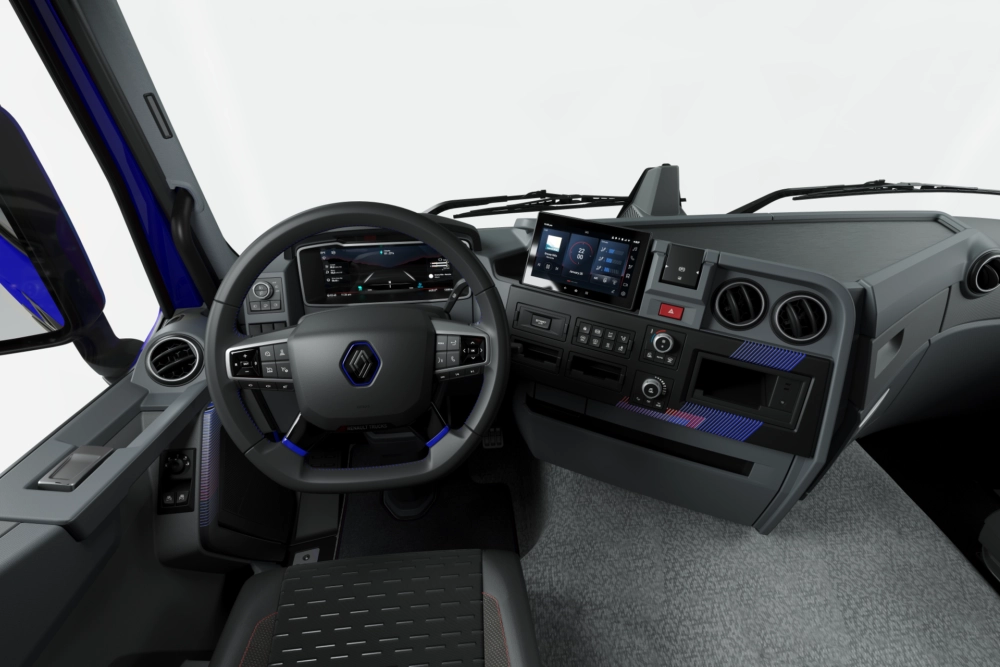 Wnętrze kabiny w ciężarówce Renault